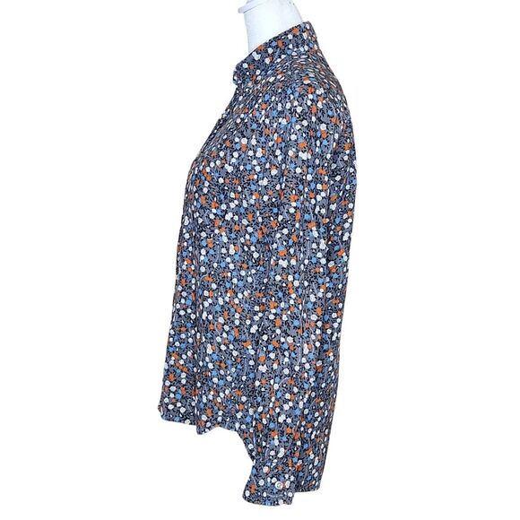 Beams Heart Corduroy Button Down Shirt Gray Blue Orange Floral Women's Small - Picture 3 of 10